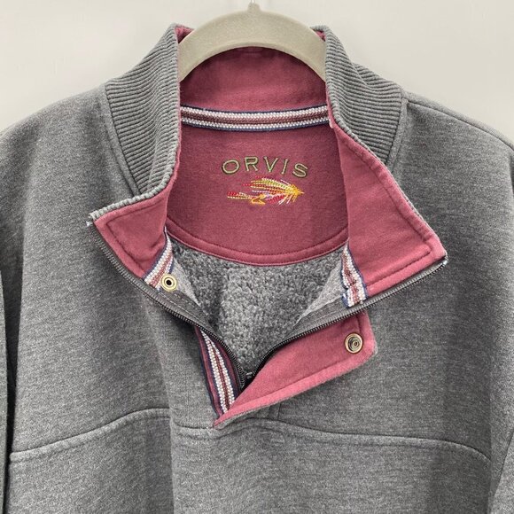 Orvis 1/4 Zip Fleece Gray Line Long Sleeve Pullover Men’s Size XXL - Picture 5 of 9